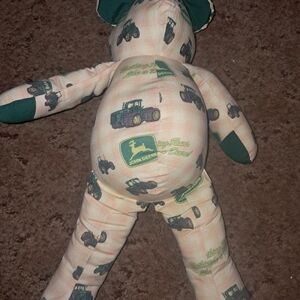 Handmade bear John Deere Plush Bear with Green Tractor Print